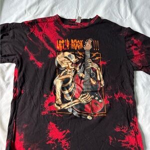 ROMWE Skeleton Guitar Graphic Tee - Red & Black